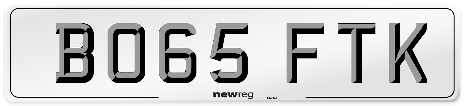 BO65 FTK Number Plate from New Reg